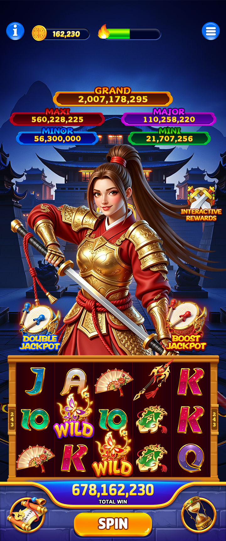 Mulan Honor Slots main gameplay screen